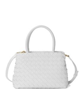 TIFFANY & FRED PARIS Classic White Woven Leather Top Handle Crossbody Tote Bag